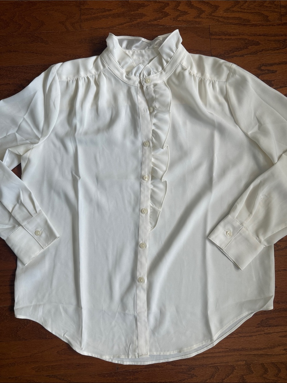 Ann Taylor button down ruffle blouse